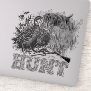 Sticker Chasse à la caille avec chien de chasse