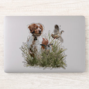 Sticker Chasse avec un chien breton, Art