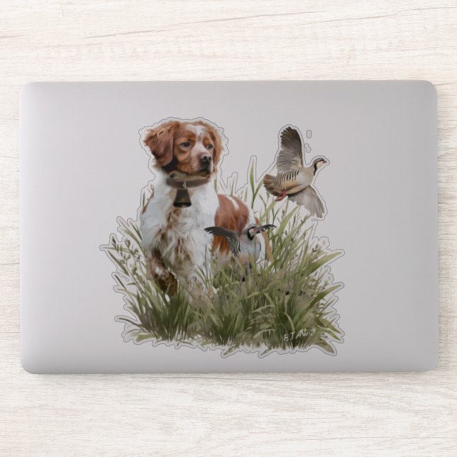 Sticker Chasse avec un chien breton, Art (Ordinateur)