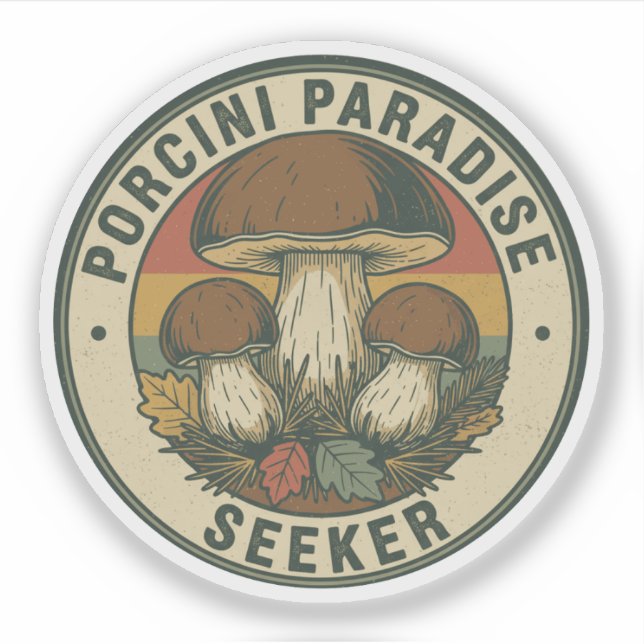 Sticker Chasseur de champignons Porcini Paradise (Devant)