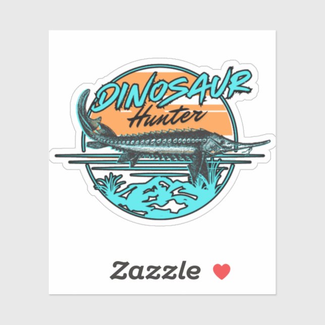 Sticker Chasseur de dinosaures Chirurgien Pêche (Feuille)