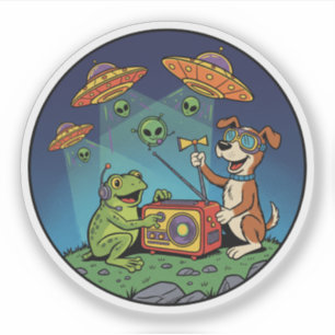 Sticker Chasseurs d'aliens grenouille et chien - Radio cos