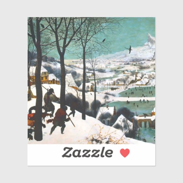 Sticker Chasseurs dans le paysage de neige Pieter Bruegel (Feuille)