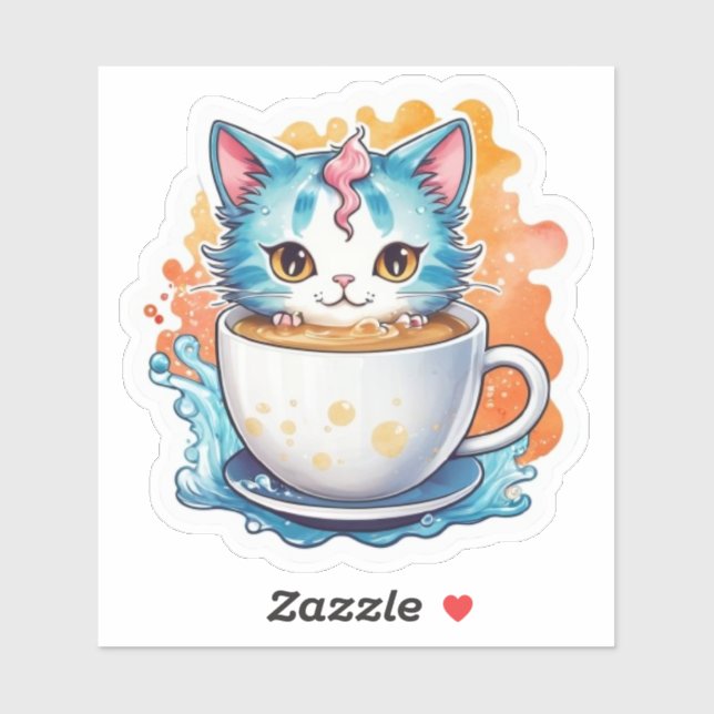 Sticker Chat à café Mug-94678 (Feuille)