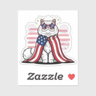 Sticker Chat à Étoile - 4 juillet patriotique