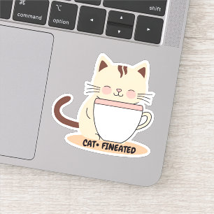 Sticker Chat à pâte finie avec café imperméable