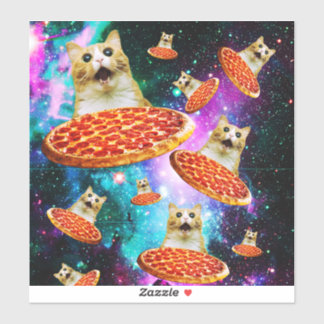 Sticker Chat à pizza de l'espace amusant