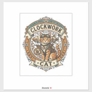 Sticker Chat à ressort Chat Steampunk Vintage Art Vector S