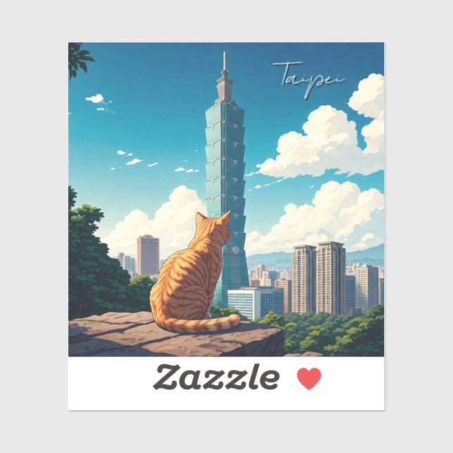 Sticker Chat à Taipei 101 Taïwan (Feuille)