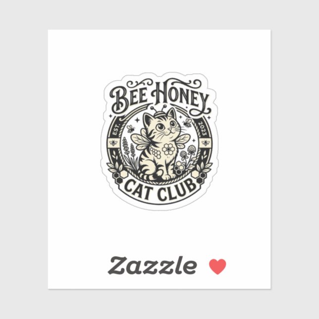 Sticker Chat abeille miel drôle Graphique - Club Chat abei (Feuille)