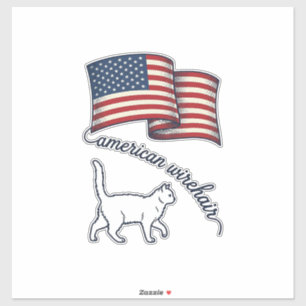Sticker Chat américain à poil dur patriotique Design vinta
