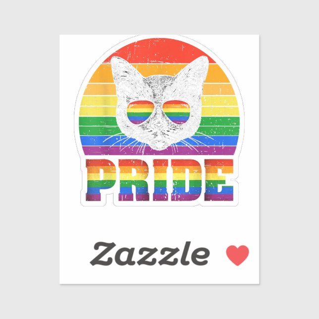 Sticker Chat amusant LGBT Gay pride Vêtements Femmes Homme (Feuille)