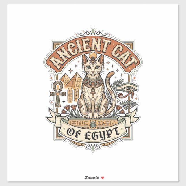 Sticker Chat Ancien d'Égypte Chat Égypte Antique Vec Vinta (Feuille)