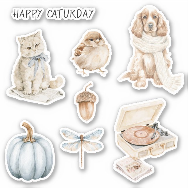 Sticker Chat Arc Caturday Oiseau Chien (Devant)