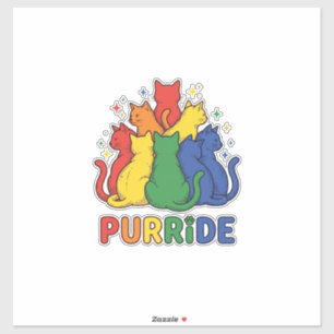 Sticker Chat arc-en-ciel vintage Purride Vector Design_1