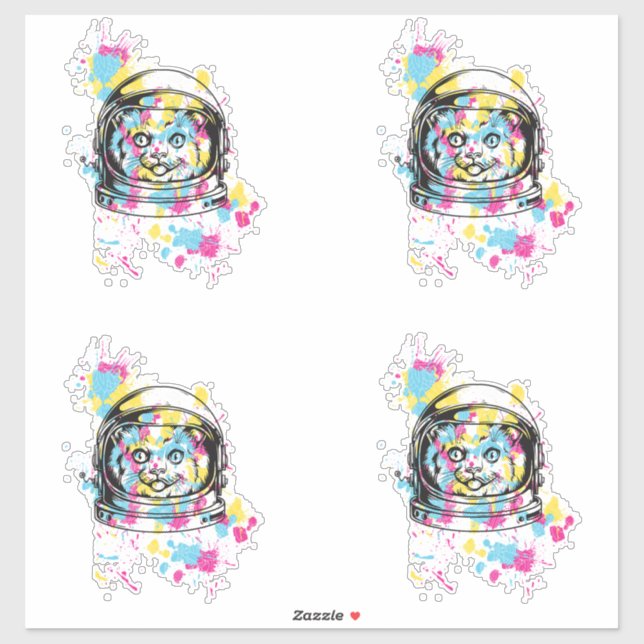 Sticker Chat Astronaute (Feuille)