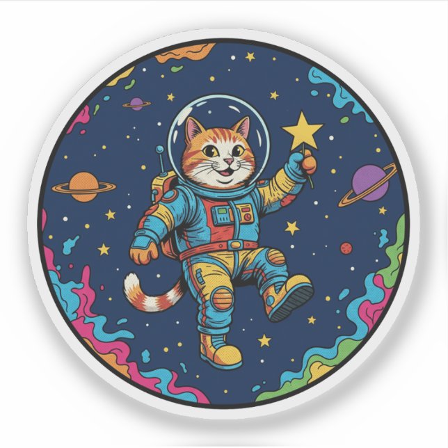 Sticker Chat Astronaute - Aventure Spatiale sous les Étoil (Devant)