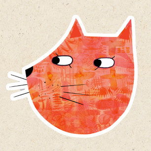Sticker Chat au gingembre orange