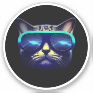 Sticker Chat avec chevalet de lunettes de soleil