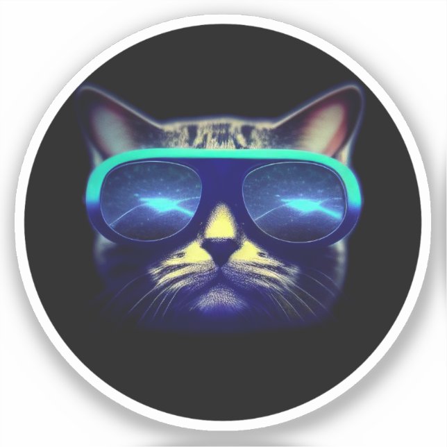 Sticker Chat avec chevalet de lunettes de soleil (Recto)