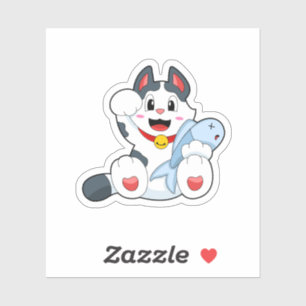 Sticker Chat avec poisson