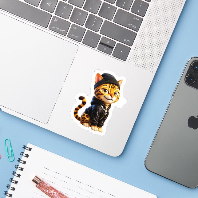 Sticker Chat Bengal Mignon Hypebeast Streetwear (Ordinateur portable avec iPhone)