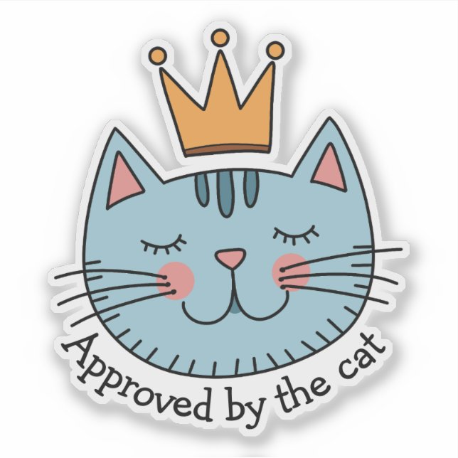 Sticker Chat bleu fantaisiste avec une couronne jaune pers (Devant)