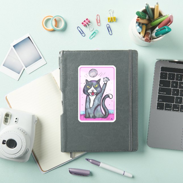 Sticker Chat boule à facettes mignon danse dessin animé dr (Couverture iPad)