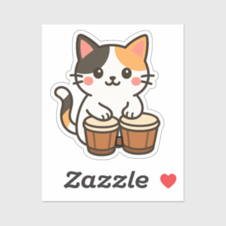 Sticker Chat calicot Conga Rythme de percussion