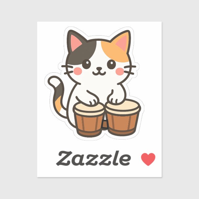 Sticker Chat calicot Conga Rythme de percussion (Feuille)