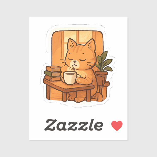 Sticker Chat calme mais concentré (Feuille)