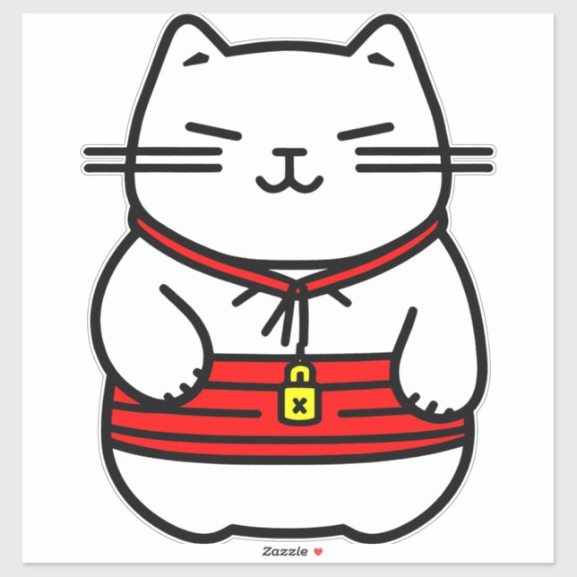 Sticker Chat chanceux japonais ou Maneki-Neko (Feuille)