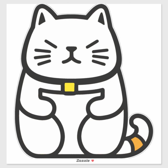 Sticker Chat chanceux japonais ou Maneki-Neko (Feuille)