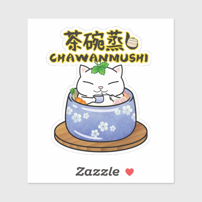 Sticker Chat Chawanmushi japonais (Feuille)