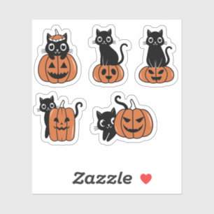 Sticker Chat citrouille d'Halloween