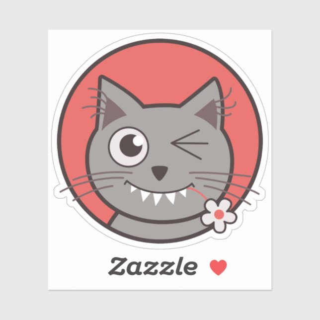 Sticker Chat clignotant mignon drôle de Kitty de bande (Feuille)