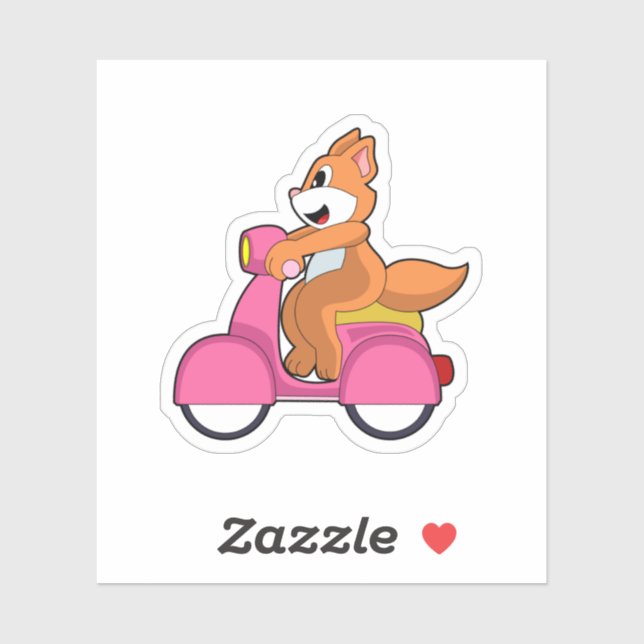 Sticker Chat comme Biker avec Scooter.PNG (Feuille)