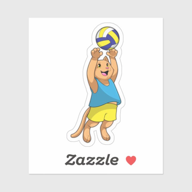 Sticker Chat comme joueur de volley-ball avec volleyball (Feuille)