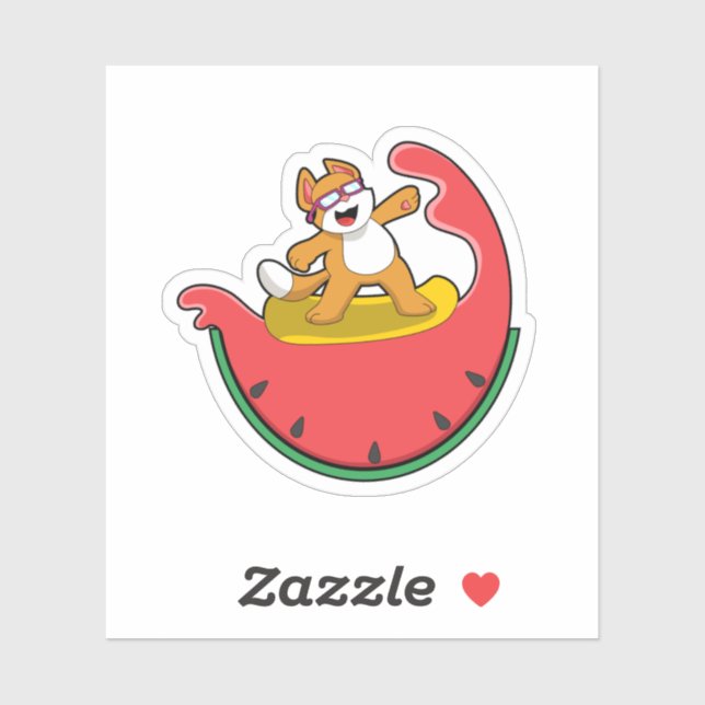 Sticker Chat comme surfer avec Watermelon (Feuille)