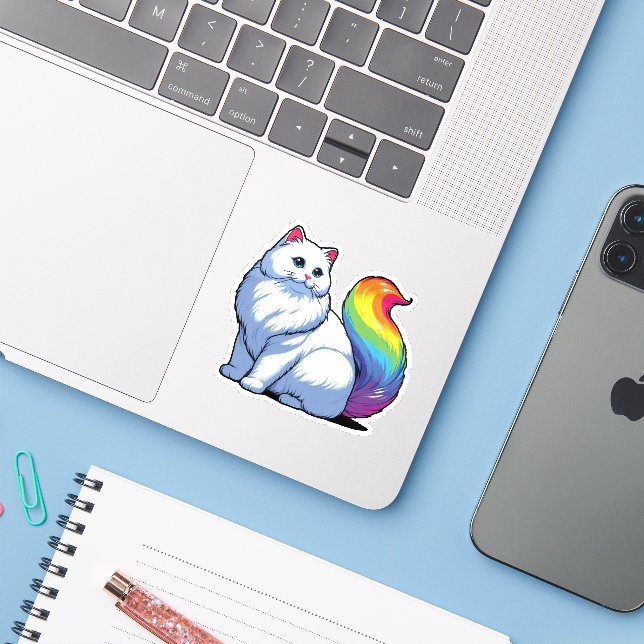 Sticker Chat Cosmique (Ordinateur portable avec iPhone)