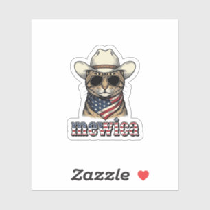 Sticker Chat Cowboy Patriotique Mewica Design Vector Vinta