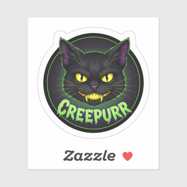 Sticker Chat Creepurr - Halloween Éffrayant Fang Chat (Feuille)
