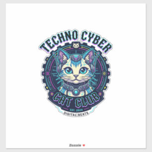Sticker Chat Cyber Techno Drôle Conception Amateur de Chat