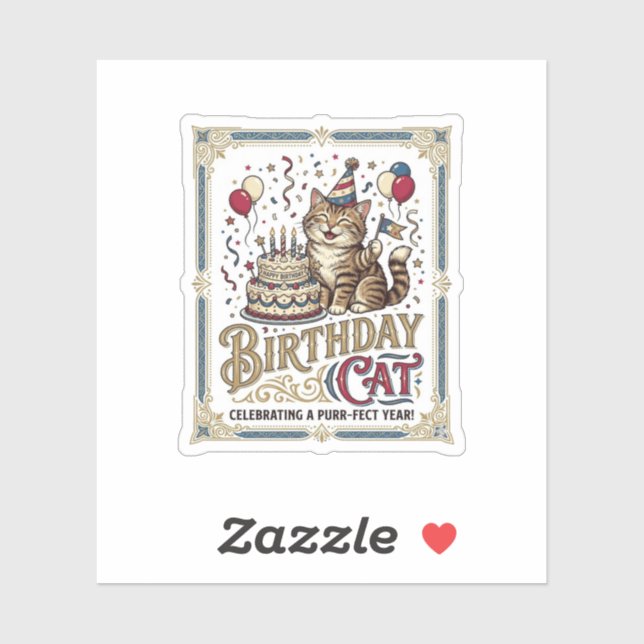 Sticker Chat d'anniversaire Chat d'anniversaire Âge Art ve (Feuille)