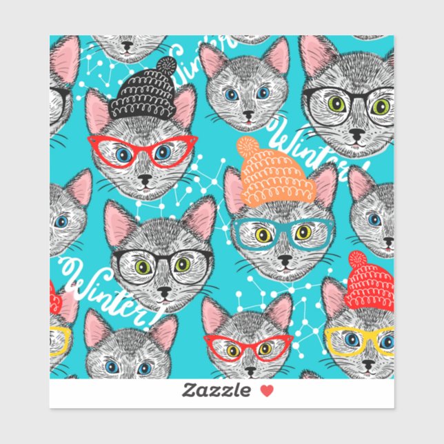 Sticker Chat dans le casquette (Feuille)