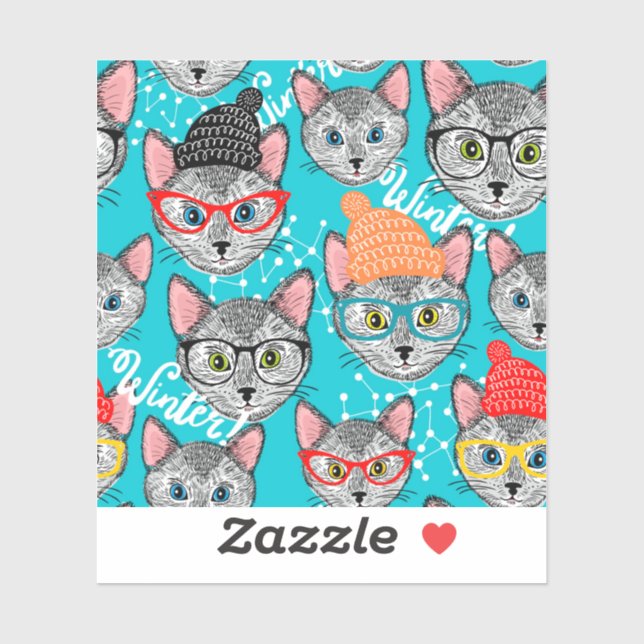 Sticker Chat dans le casquette (Feuille)