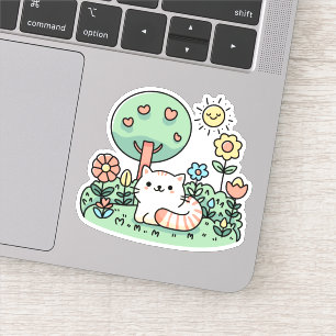 Sticker Chat Dans Le Jardin - Cute Kitty
