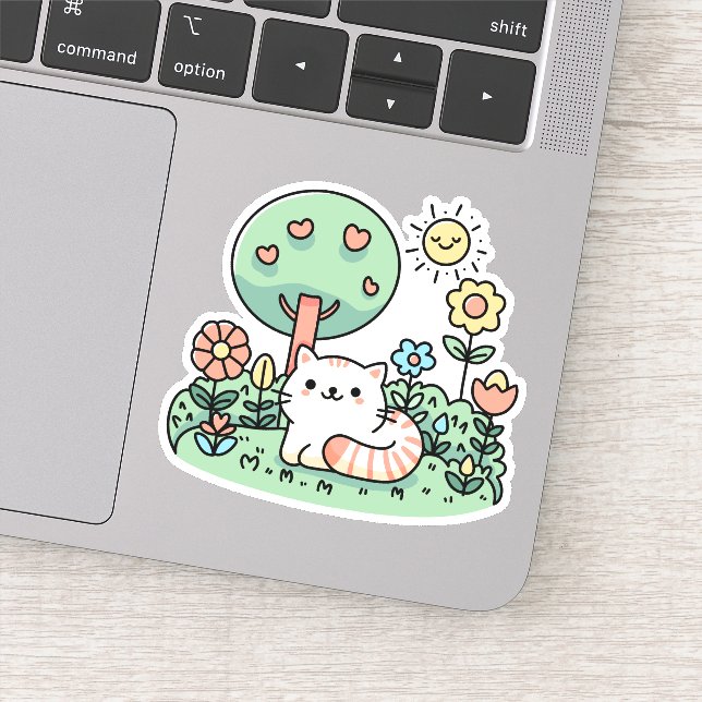 Sticker Chat Dans Le Jardin - Mignon Petit Chat (Détail)