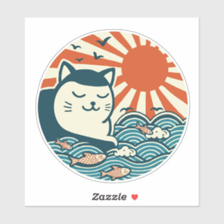 Sticker Chat d'art japonais