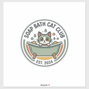 Sticker Chat de bain savon POD Art Vector - Club Chat de B